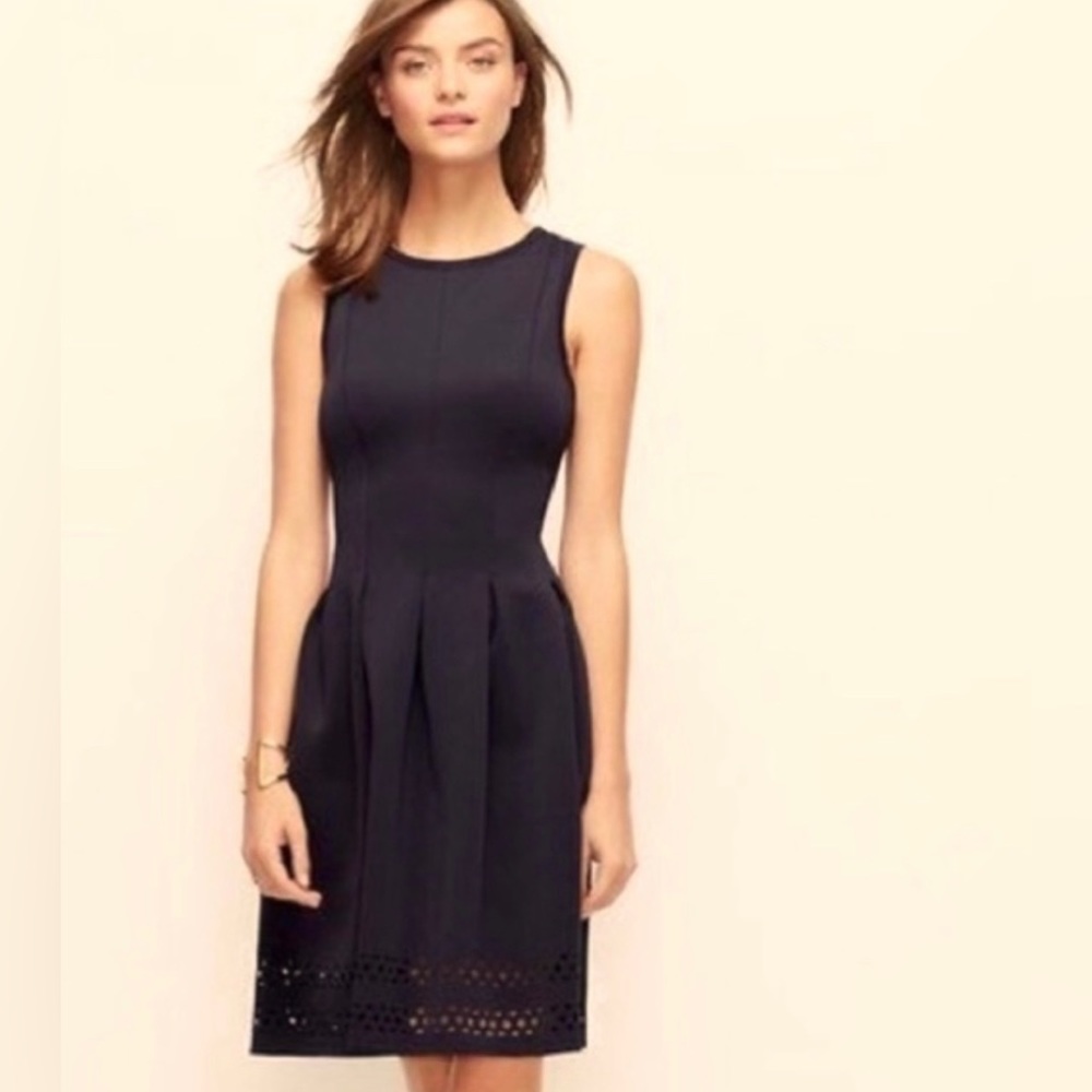 Ann Taylor Pleated Laser Cut Scuba Dress Size 4